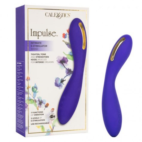 Фиолетовый вибратор с электростимуляцией Intimate E-Stimulator Wand - 21,5 см.